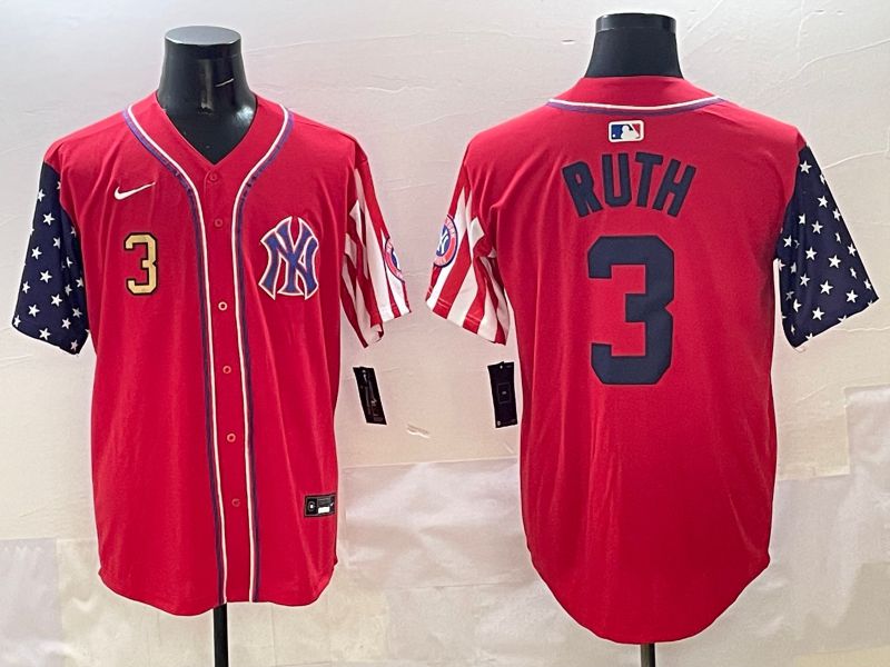 Men New York Yankees #3 Ruth Red a generation of national flags Jointly Name 2025 Nike MLB Jersey style 3->new york yankees->MLB Jersey